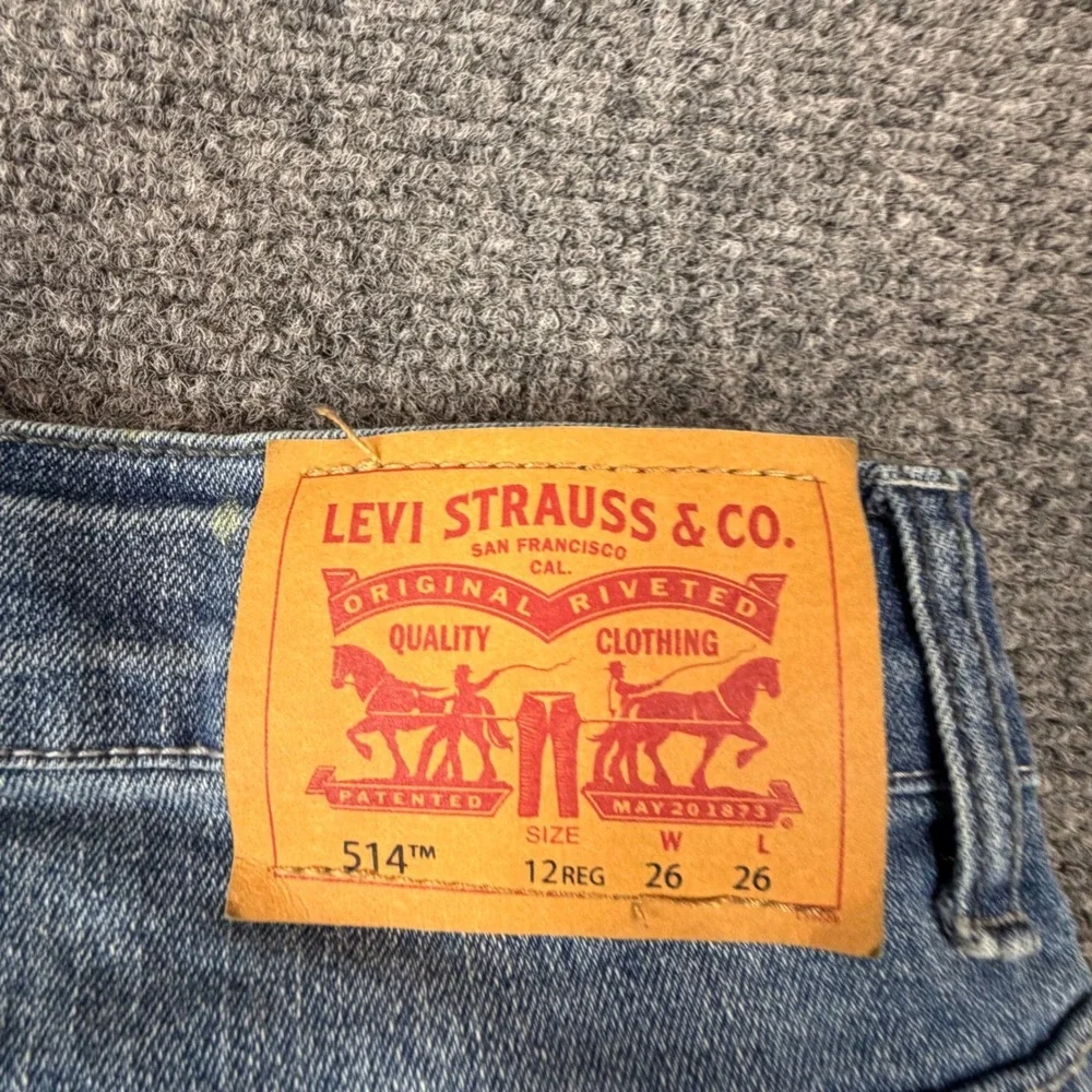 Levis 514 Straight Fit Jeans Boys Size 12 Reg Blue Denim 26x26 Medium Wash